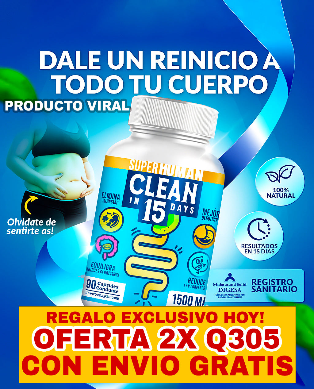 2x Clean15™ Limpieza Completa Estomacal en 15 días + Envío Gratis